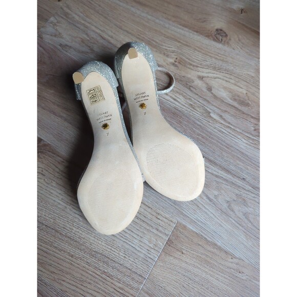 Stuart Weitzman Nudistsong Nudist Heel Sandals Womens 7 Fine Glitter - Picture 14 of 15